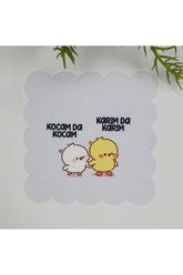 Chick Slogan Gray Background Digital Printed Laser Cut Washable Cocktail Napkin